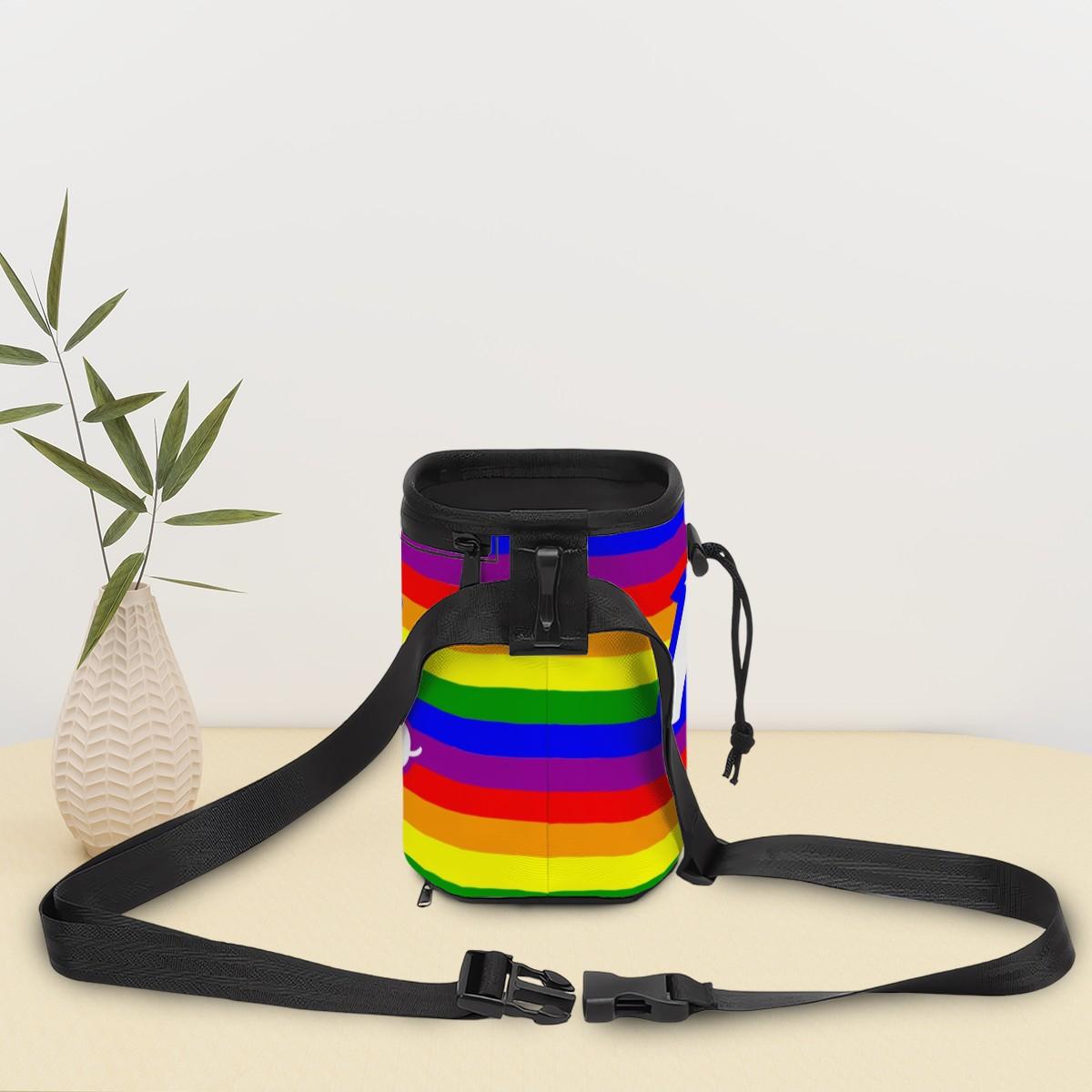 LGBTQ+ Dog Treat Bag - Proud Flat Design with I'm Proud Too, Pet Treat Pouch, Shoulder Strap, Unique Gift for Dad