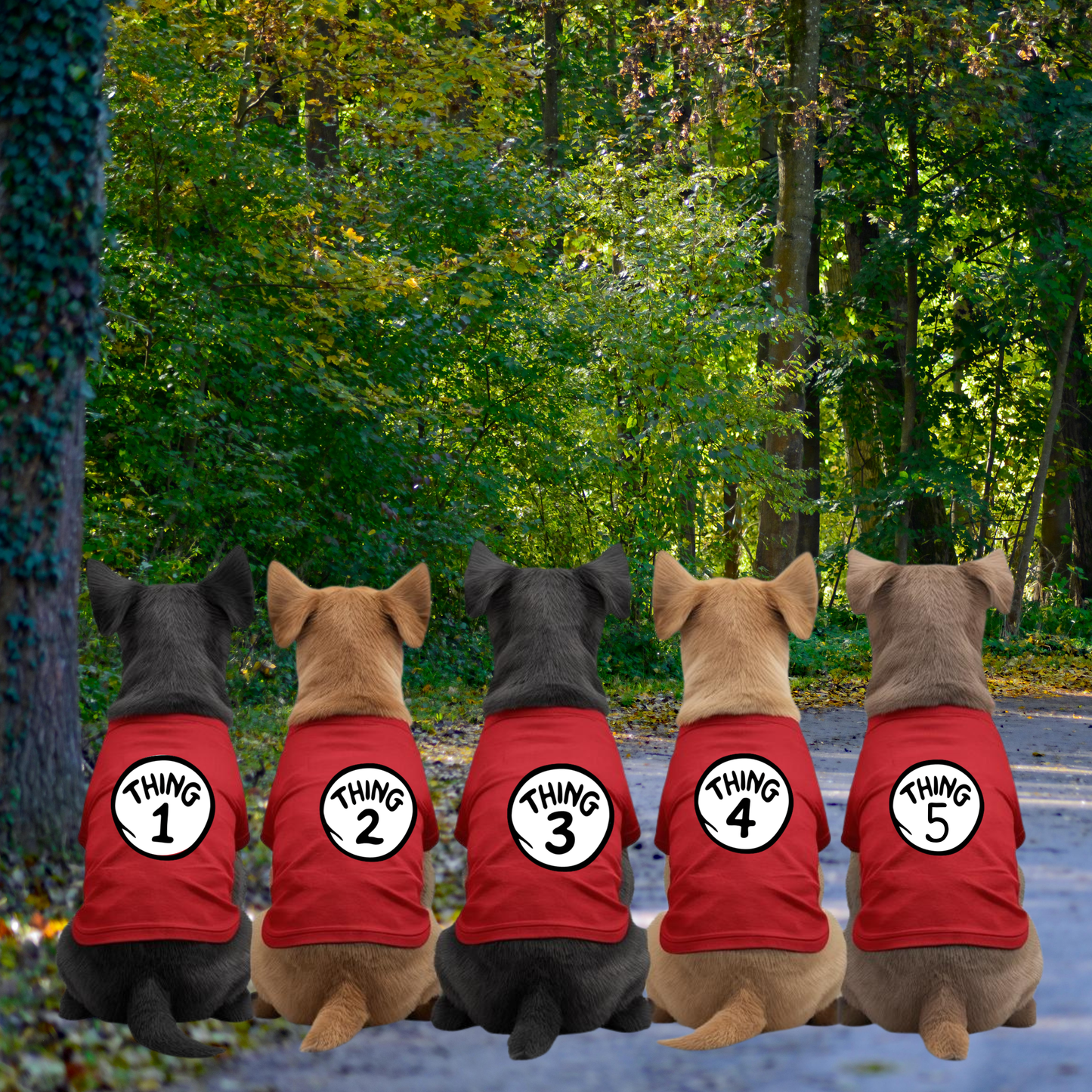Dr, Seuss style Thing 3 Dog Shirt - Matching Costumes for All Pets, Customize for ALL the Furry Roommates