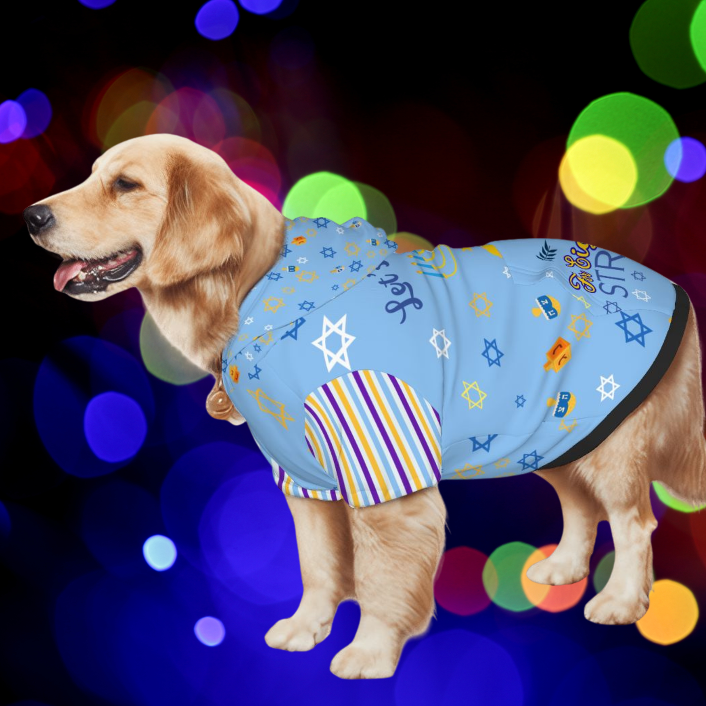 Celebrate Hanukkah with Your Pup, Get Lit Dog Hoodie in Ugly Sweater Style, Get Lit for 8 Straight Nights