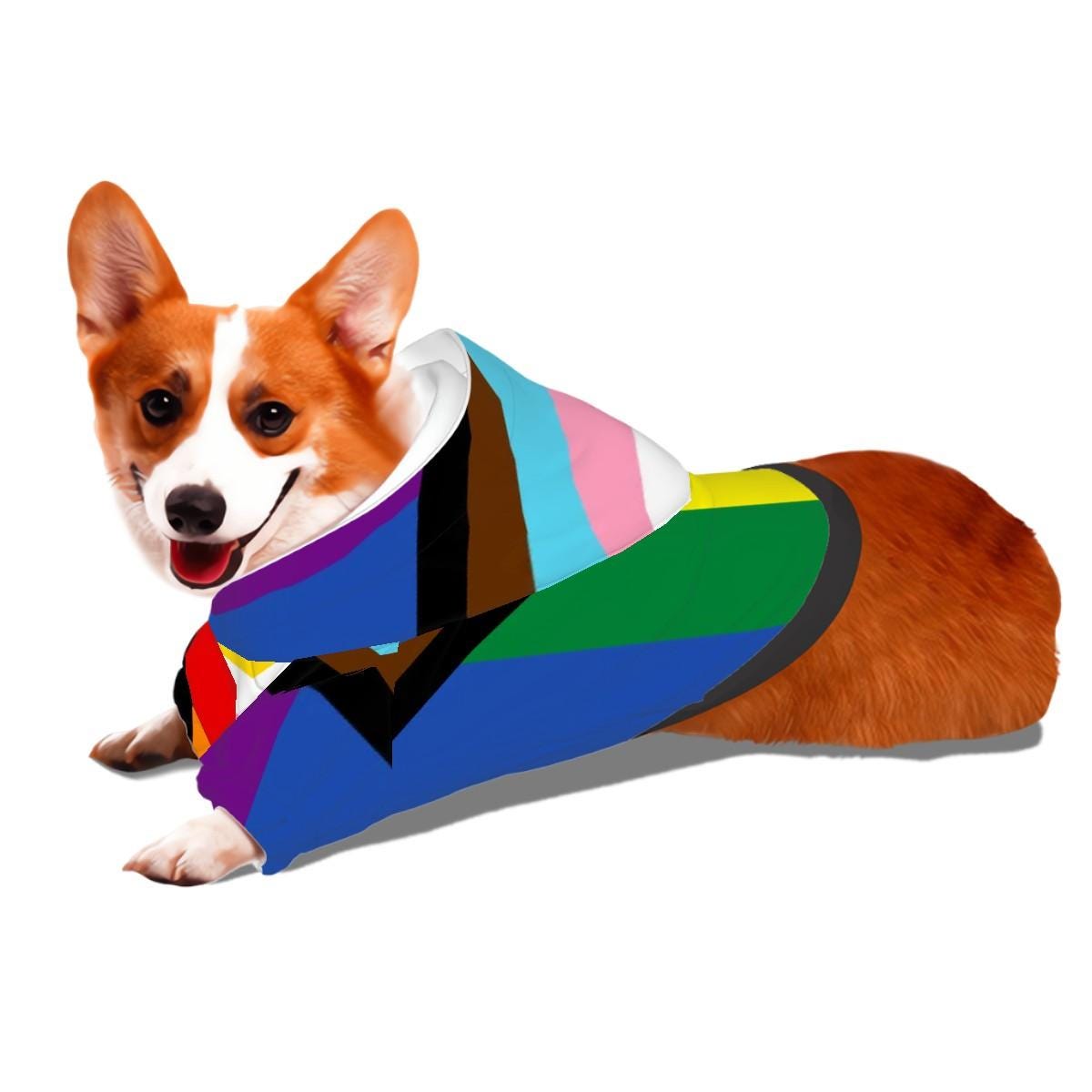 Colorful Pride Dog Hoodie - Diverse Rainbow Flag Pet Clothing for Furry Friends, Fashion for Pride Parade or a Walk in the Park