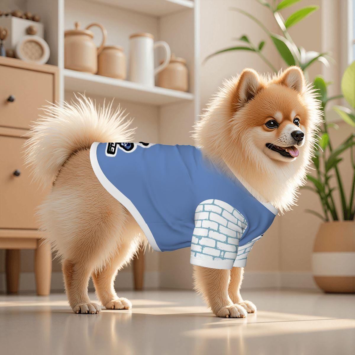 Small Dog Deltarune Shirt in Blue Graffiti Brick Design, Pet Fashion, Gamer Vibe, Anime Tee