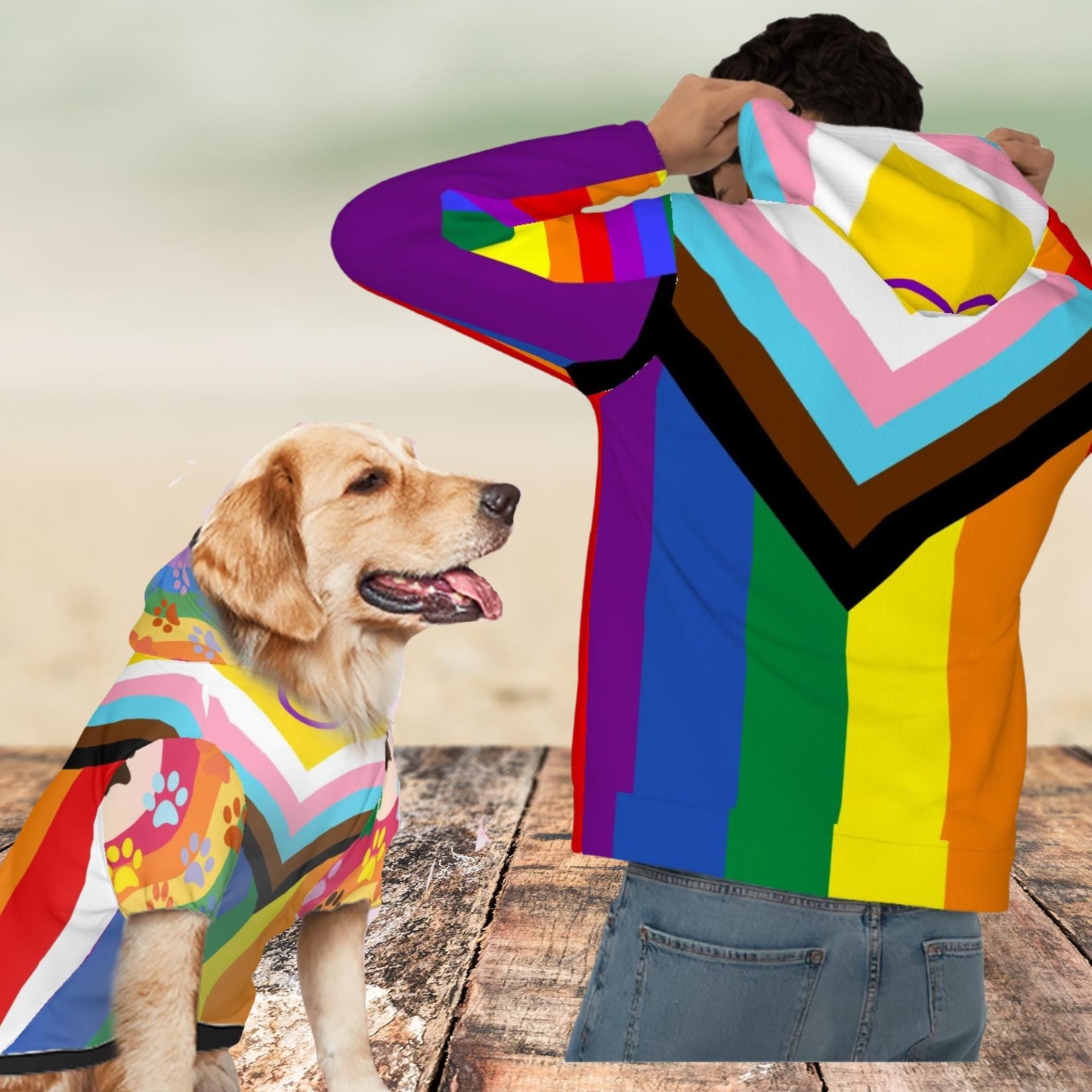 Matching Dog and Owner Hoodies, Unisex sweatshirt to wear to Pride or Shopping, Pride Flag Gift, Pups Hoodie available in this store