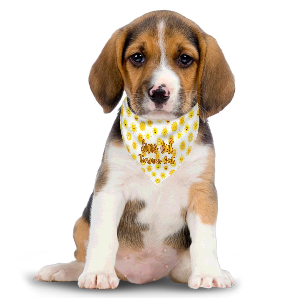 Sun's Out, Tongue's Out, and Free Kisses Cute Small Dog Bandana for Sunny Days - Colorful Neckwear, Reversible