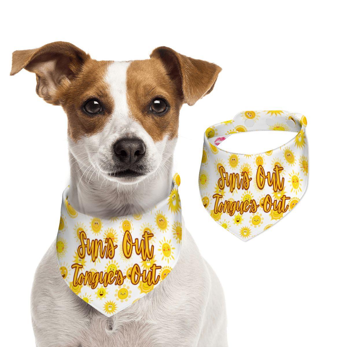 Sun's Out, Tongue's Out, and Free Kisses Cute Small Dog Bandana for Sunny Days - Colorful Neckwear, Reversible