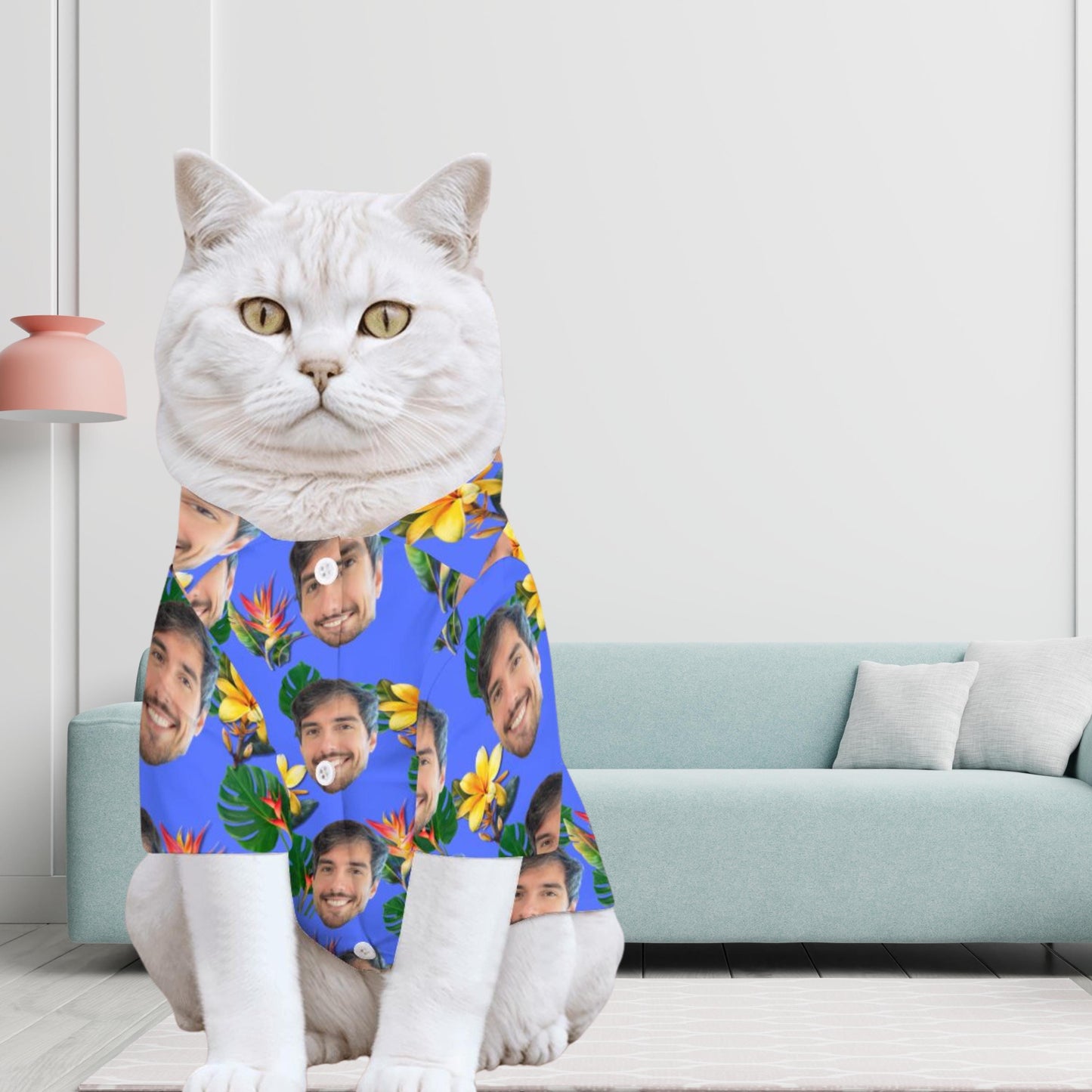 Custom Photo Print Hawaiian Shirt Set for Pet and Owner - Matching Outfits for Human and their BFF Pets, Stylish, Fashionable, Fun