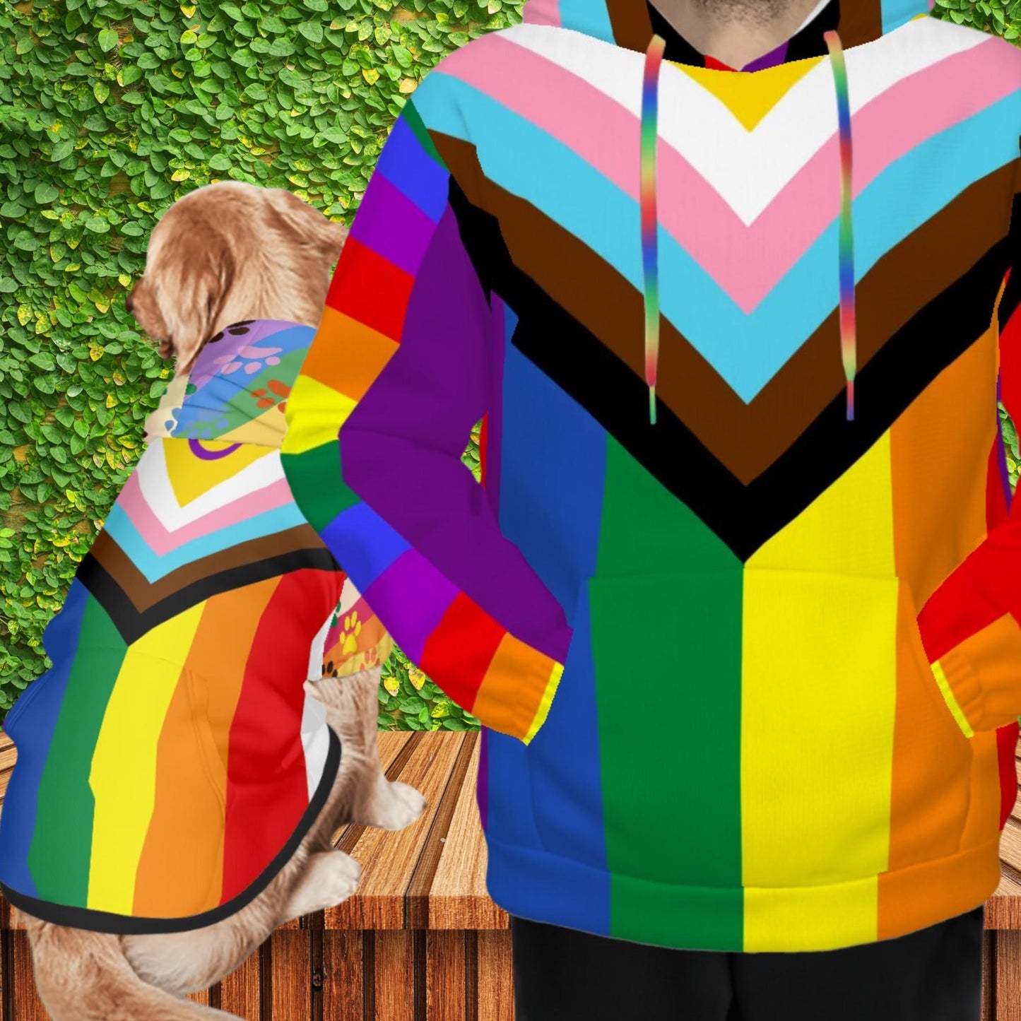 Matching Dog and Owner Hoodies, Unisex sweatshirt to wear to Pride or Shopping, Pride Flag Gift, Pups Hoodie available in this store