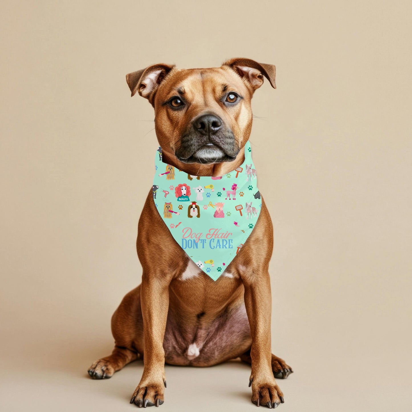 Dog Hair Don't Care Design, Funny Dog Bandana for Large Dogs, Great Dog Outfit for Walks to the Groomer or the Dog Park