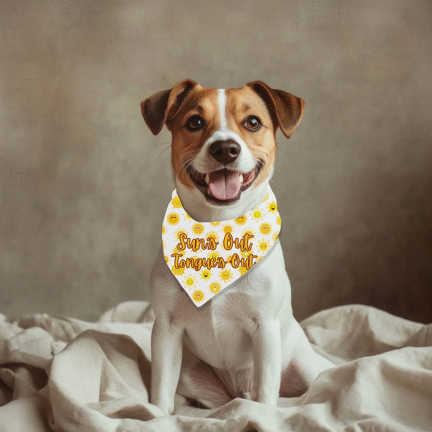 Sun's Out, Tongue's Out, and Free Kisses Cute Small Dog Bandana for Sunny Days - Colorful Neckwear, Reversible
