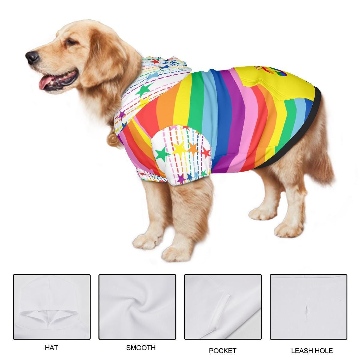 Diverse Pride Dog Hoodie - Rainbow Flag Pet Clothing Option, Dog Pride Hoodie, Hoodie size small to XXl