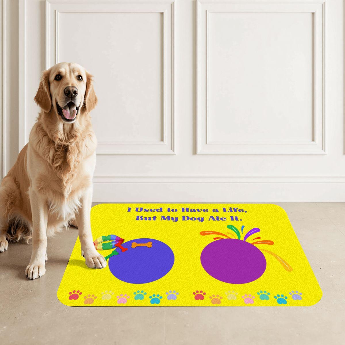 Colorful Pride Dog Feeding Mat, Rainbow Theme Food Bowl Rug, Cat or Dog Matt for Water Bowl to Keep Floor Clean