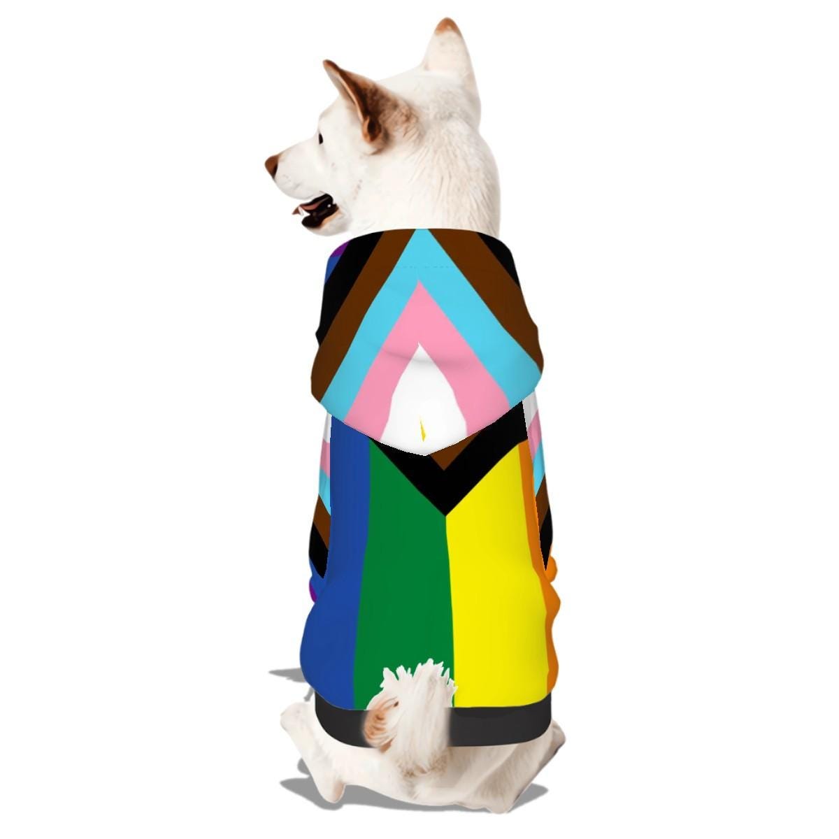 Colorful Pride Dog Hoodie - Diverse Rainbow Flag Pet Clothing for Furry Friends, Fashion for Pride Parade or a Walk in the Park