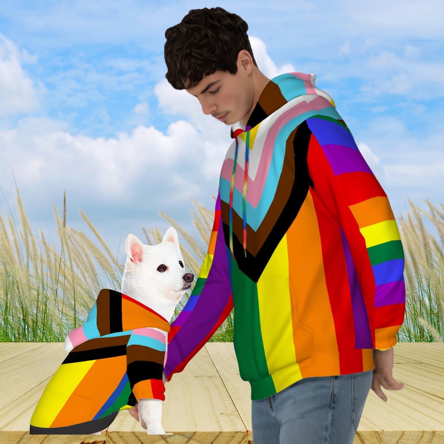 Matching Dog and Owner Hoodies, Unisex sweatshirt to wear to Pride or Shopping, Pride Flag Gift, Pups Hoodie available in this store