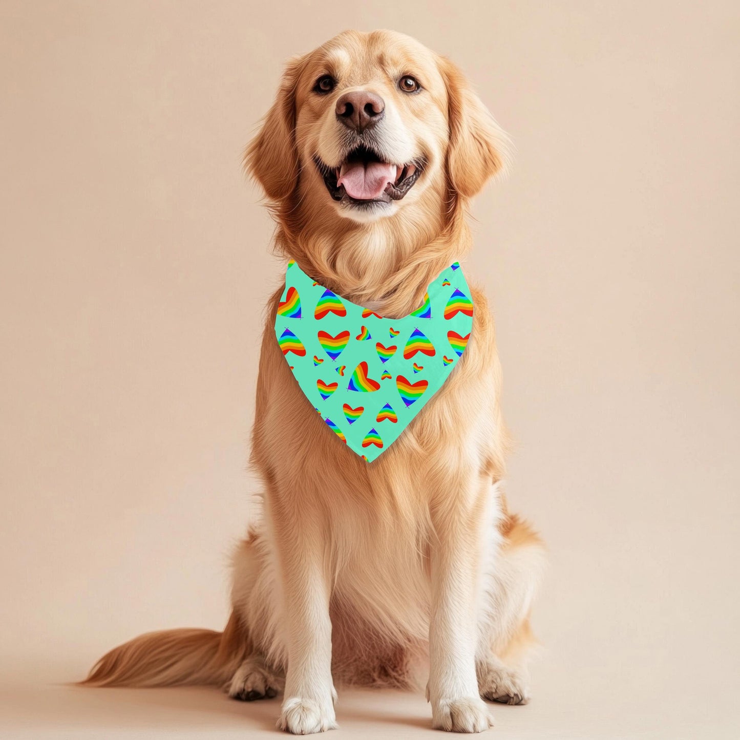 Colorful Hearts Dog Scarf for Large Breeds