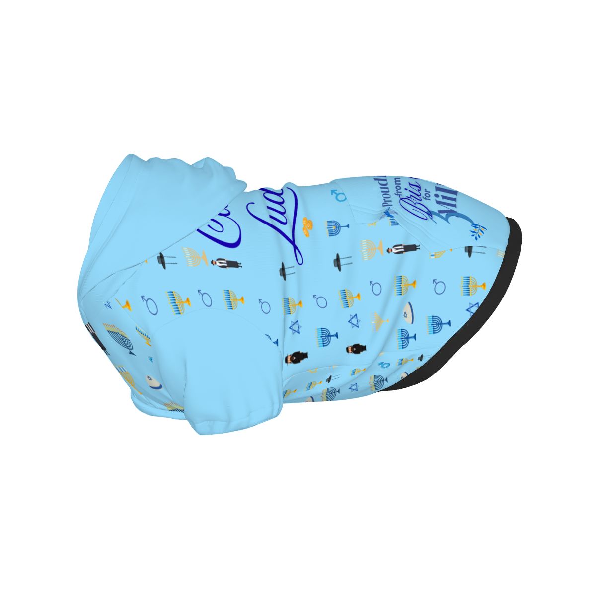 Funny Dog Hoodie - Ugly Sweater for Hanukkah, Jewish Man's Favorite, Bris Milah Free, Holiday Dog Hoodie