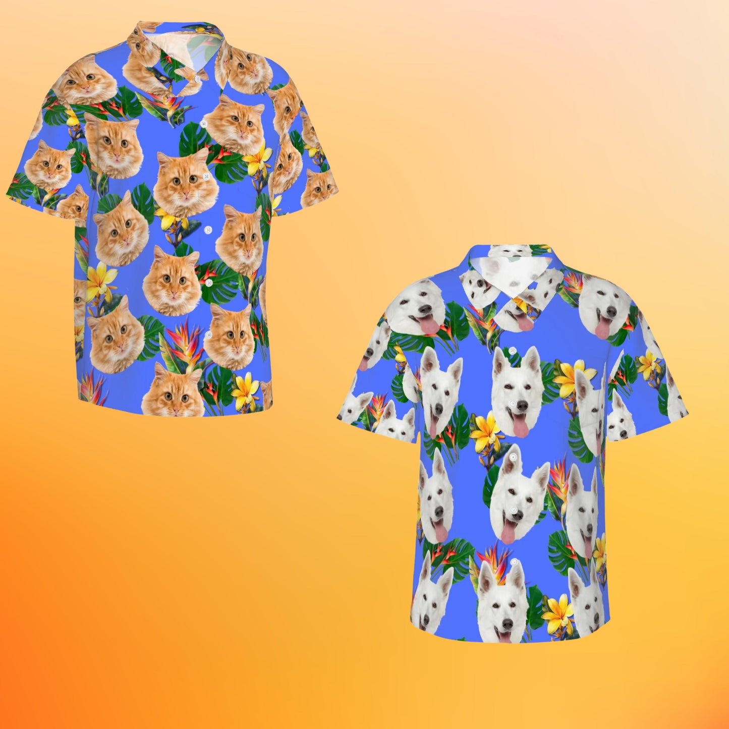 Custom Photo Print Hawaiian Shirt Set for Pet and Owner - Matching Outfits for Human and their BFF Pets, Stylish, Fashionable, Fun