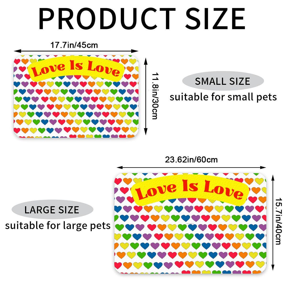 Colorful Pride Dog Feeding Mat, Rainbow Theme Food Bowl Rug, Cat or Dog Matt for Water Bowl to Keep Floor Clean