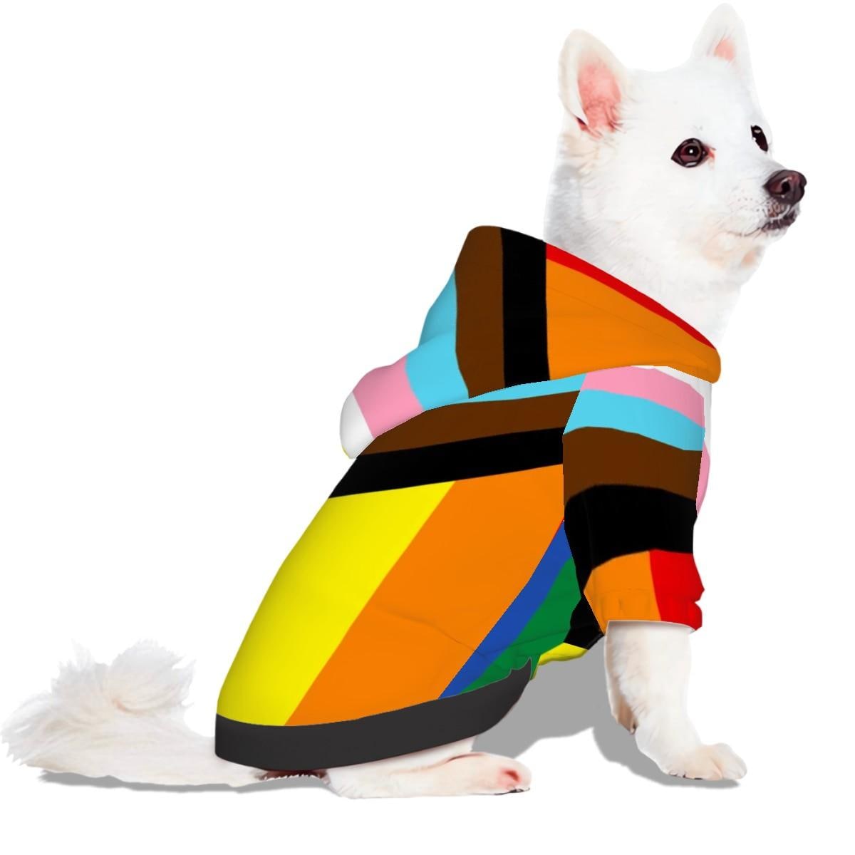 Colorful Pride Dog Hoodie - Diverse Rainbow Flag Pet Clothing for Furry Friends, Fashion for Pride Parade or a Walk in the Park