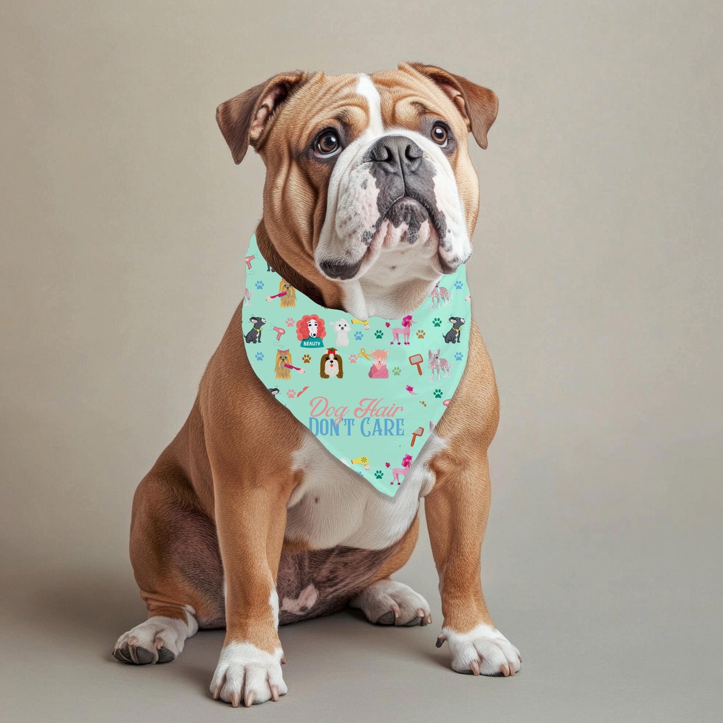 Dog Hair Don't Care Design, Funny Dog Bandana for Large Dogs, Great Dog Outfit for Walks to the Groomer or the Dog Park