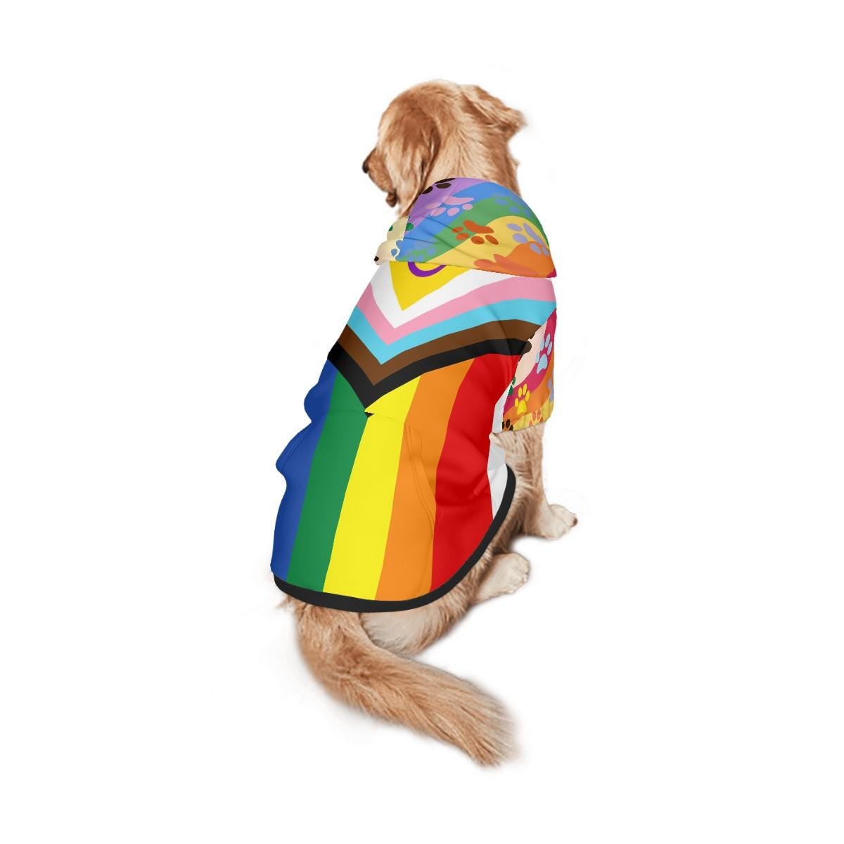 Diverse Pride Dog Hoodie - Rainbow Flag Pet Clothing, All Inclusive Flag, Pefect for Furry Friend for walks to the park, Pride Parade