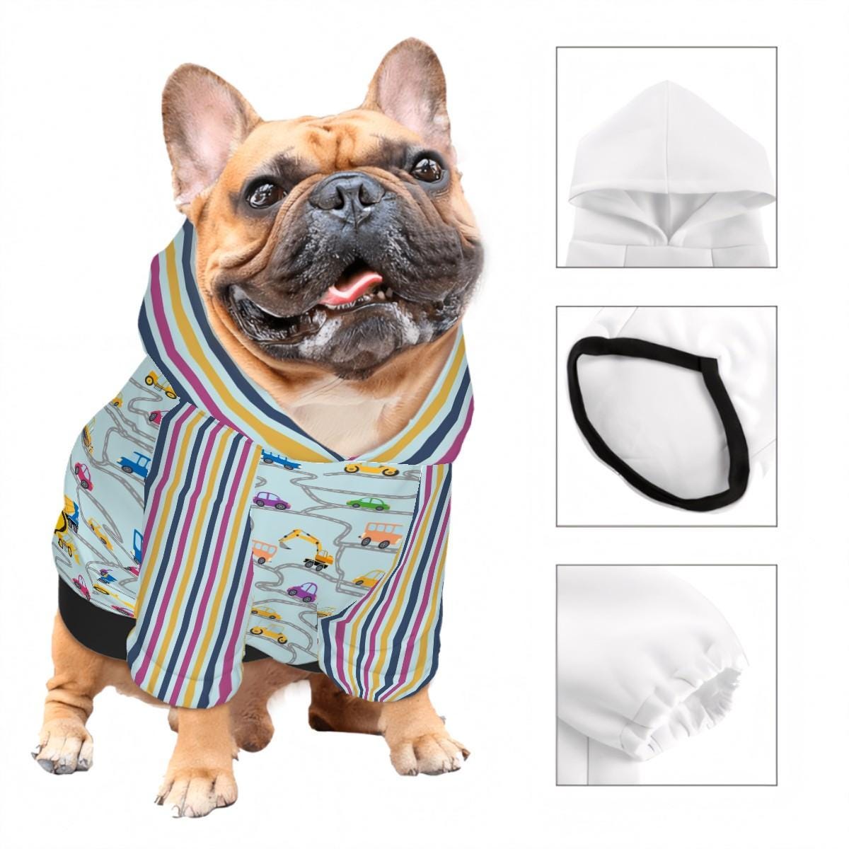 City Streets with Warning Sign, Stops for Squirrels and Snacks, Pet Hoodie for Dogs, Fun Car Driving, Matching Tee or Hoodie Available