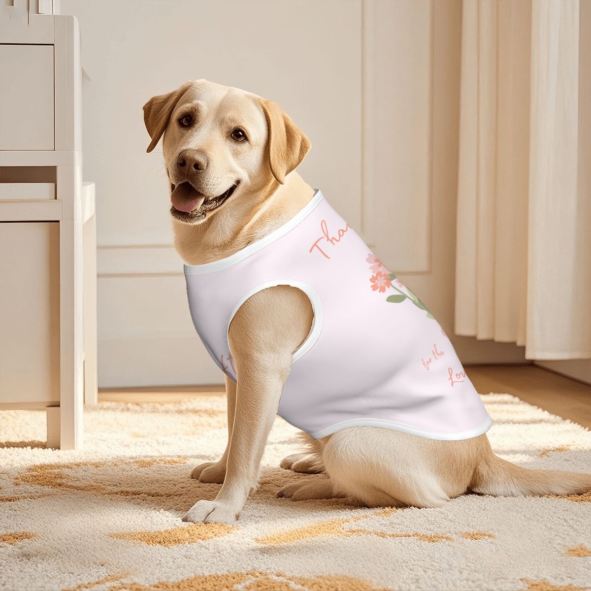 Taylor Swift Inspired Dog Tank Top - Pink Floral 'Thanks for the Lovely Bouquet' Design, I'm a Showgirl Album