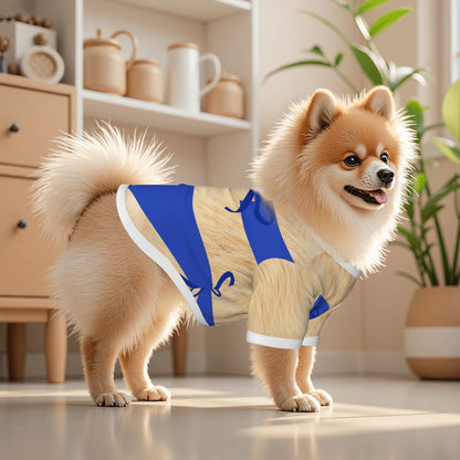 Small Dog in a BIKINI, Vacation Time Boys and Girls, Cats and Dogs, Put on your Swimsuits now.  BEIGE FURRY BFF