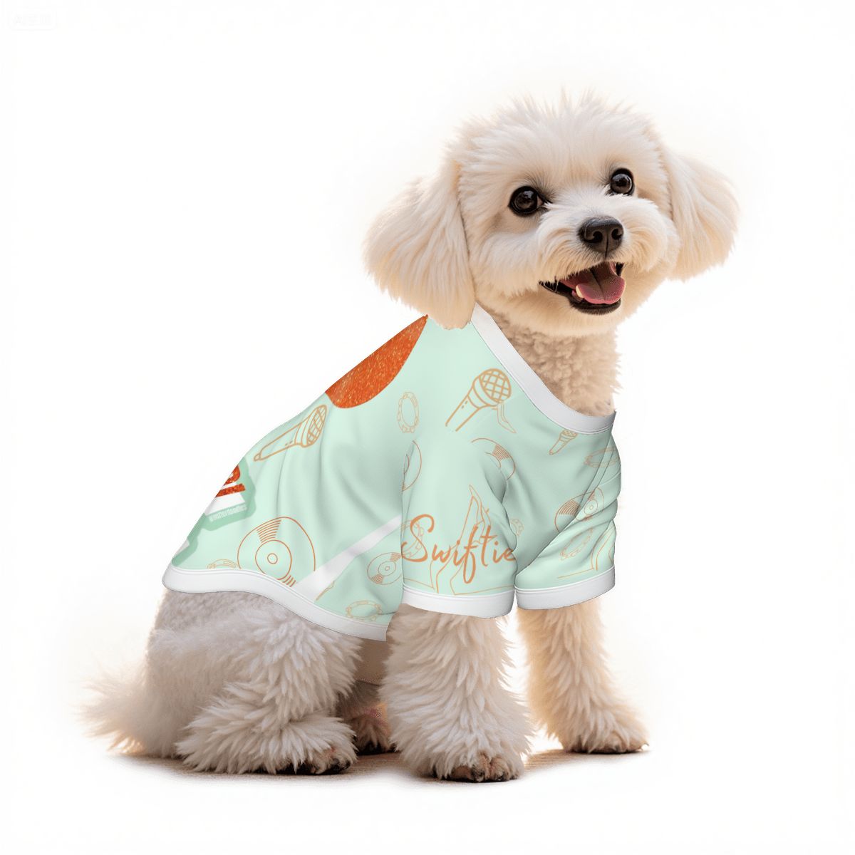 Showgirl Inspired Taylor Swift Tee | Green & Orange ShowGirl Dog Tee for Walks in the Village or to the Dog Park