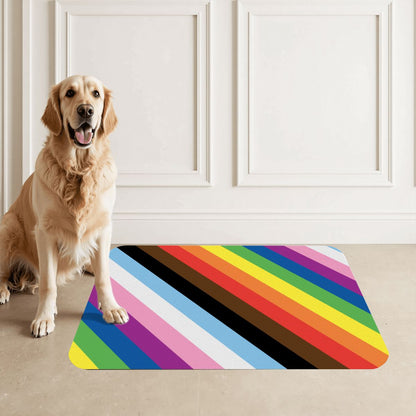 Rainbow Pride Dog & Cat Food Mat - Fun Placemats for Clean Floors