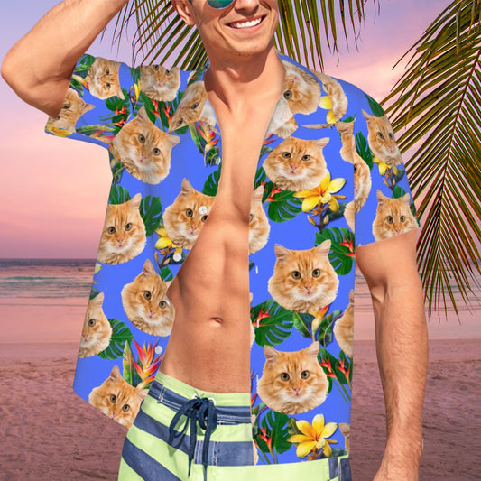 Custom Photo Print Hawaiian Shirt Set for Pet and Owner - Matching Outfits for Human and their BFF Pets, Stylish, Fashionable, Fun