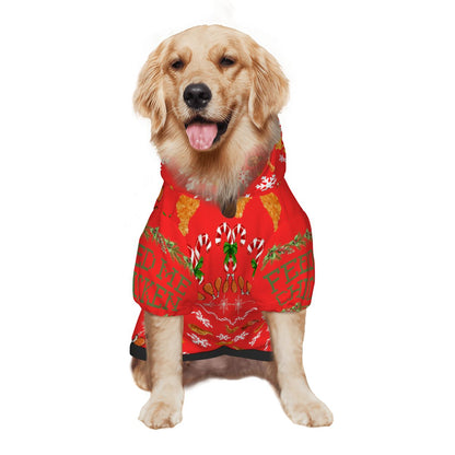 Red Christmas Ugly Sweater for Dog, Cute Feed Me Chicken Hoodie, Fashionable Dog Hoodie for Parties