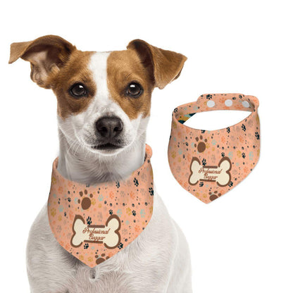 Funny Small Dog Bandana - Professional Beggar Design, Walking with My Paw-see fashion attire for the  Village, getting a Pup Cup, Must Have