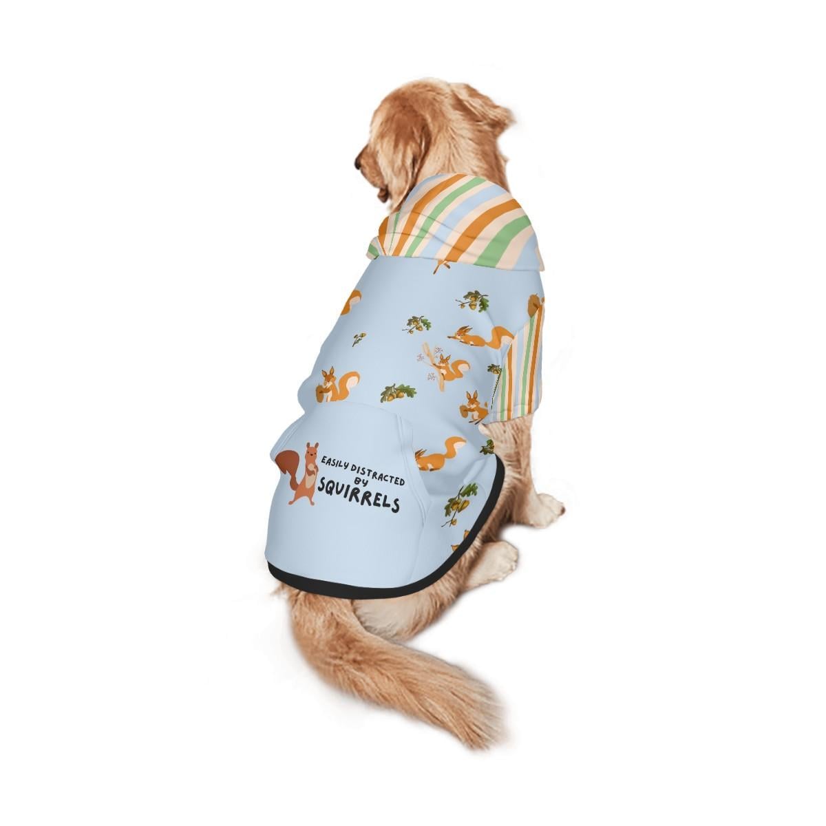 Custom Blue Dog Hoodie with Distracted by Squirrels Design, Dog Lover Gift, Perfect Outfit for A Ride or Walk in the Park