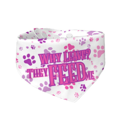 I Still Live With My Parents, They Feed Me, Pink and Purple Paws Cat Bandana - Fun Pet Neckwear, Fashionable Cat Wear,