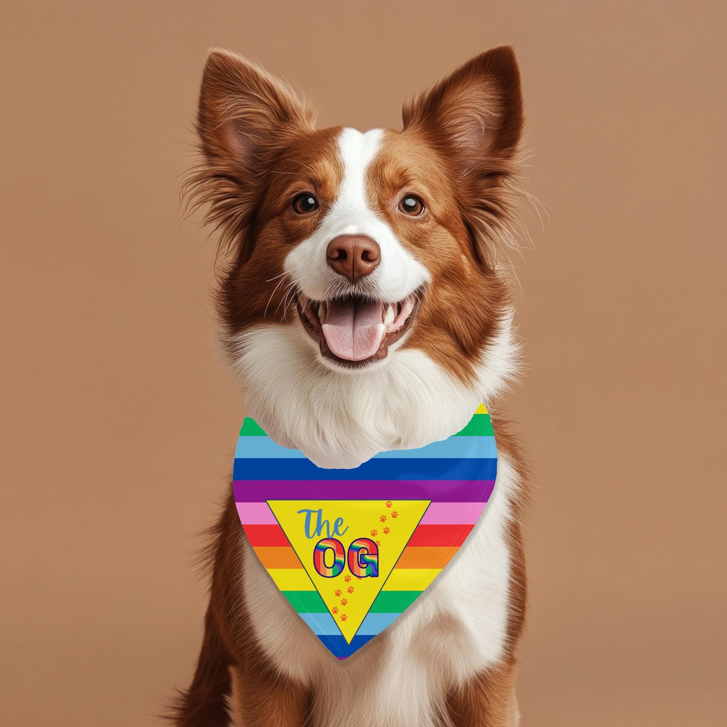 OG Pride Flag for the OG Dog, Rainbow Hearts Dog Bandana for Large Breeds, LGBTQ Pride, Awesome Bandana for an Awesome Dog to Show Off