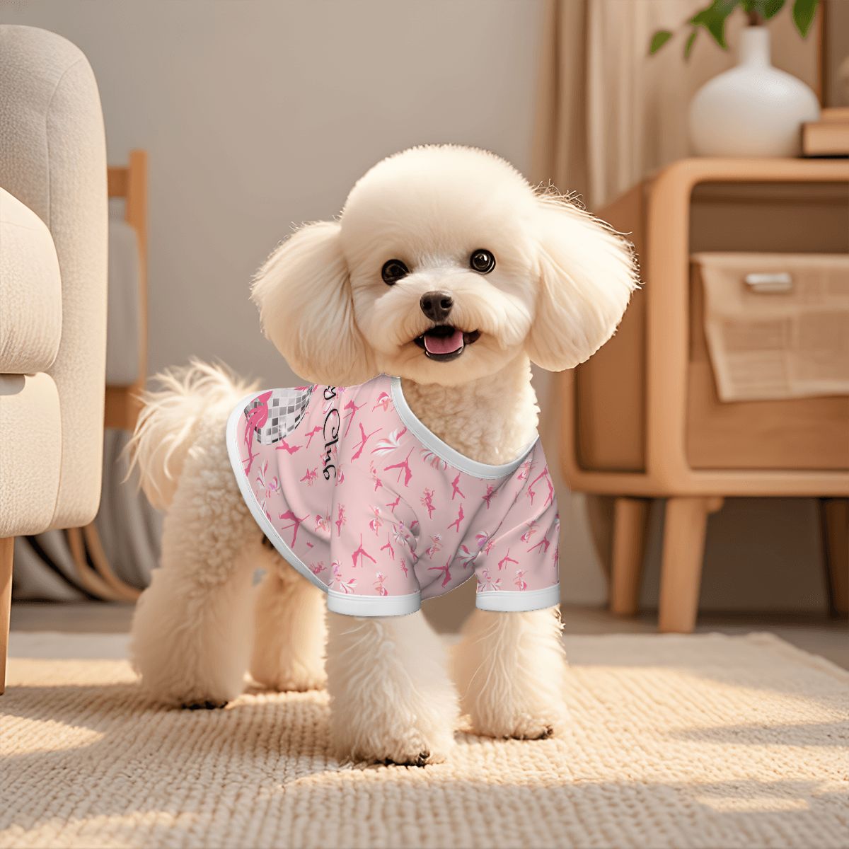 Pink Pony Club Dog Hoodie with Pink Disco Ball Charm, Chappell Roan Song, Trending