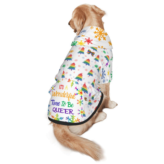 Rainbow Snowflakes Pride Dog Hoodie - Celebrate Being Queer in Style!