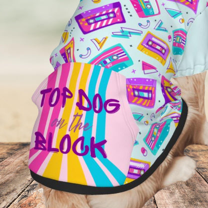Mix Tape Inspired Dog Hoodie - Best Dressed Pup, Top Dog on the Block Dog Hoodie, Vibrant Colors to Show Off While Walking to the Park