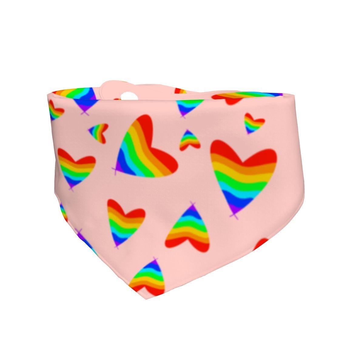 Colorful Hearts Small Dog Bandana, LGBT Pride Scarf, Perfect for Pride Parade and Walks to the Coffee Shop, Be fashionable, Reversible