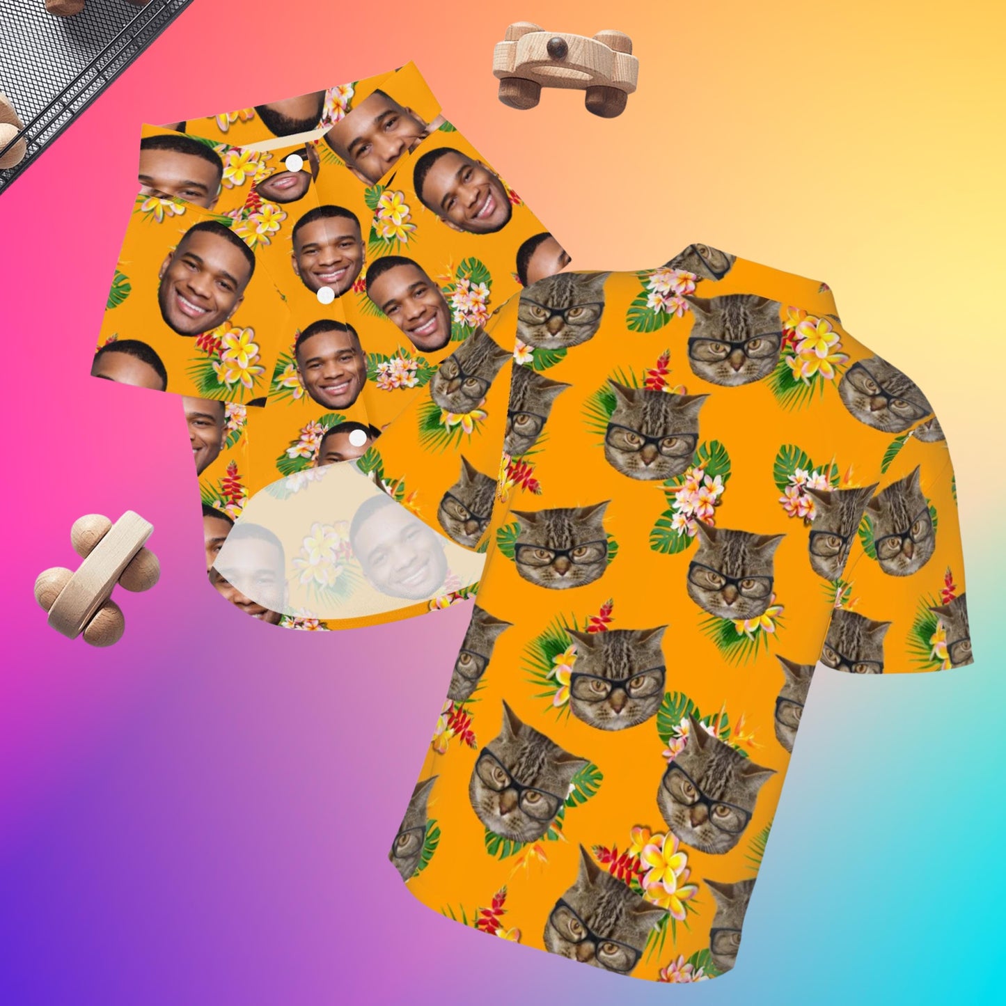 Pet Hawaiian Shirt with his BFF Pictured, For Dog or Cat, Get the Human Matching shirt in the Same Etsy Store, Make a Stylish Statement
