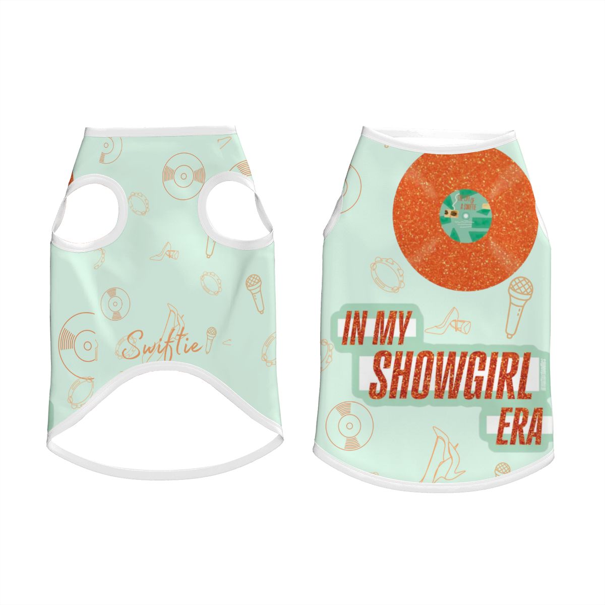 My Showgirl Era Dog Tank Top - Taylor Swift Inspired - Trendy Green & Orange Pet Wear