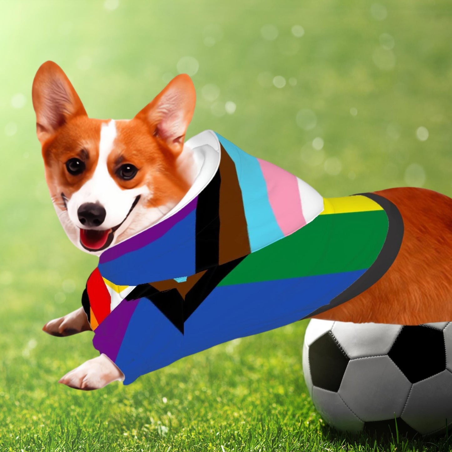 Colorful Pride Dog Hoodie - Diverse Rainbow Flag Pet Clothing for Furry Friends, Fashion for Pride Parade or a Walk in the Park