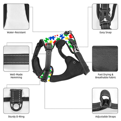 Autism Awareness Dog Harness Puzzles - Random Designs for Fun