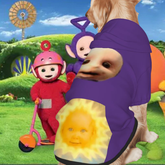 Dog Costume Hoodie for Teletubbies Fan - Pet Apparel, Tinky Winky Purple Teletubby Costume, for Halloween or Everyday Cosplay, A Must Have Retro Design