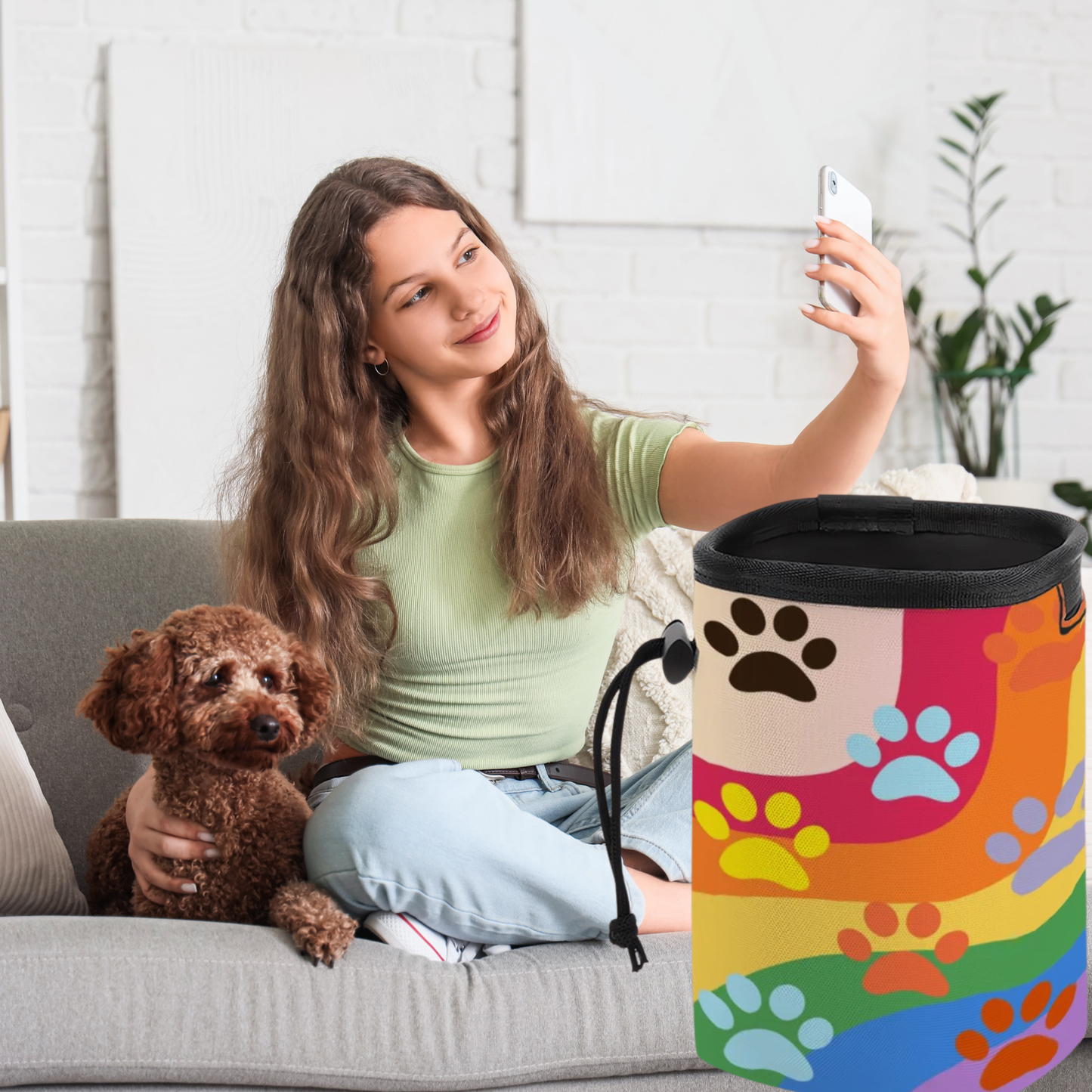 Rainbow Pride Treat Carrier, Long Strap Pet Treat Carrier in Prime Theme - Convenient & Stylish, No Spill Zip Tie