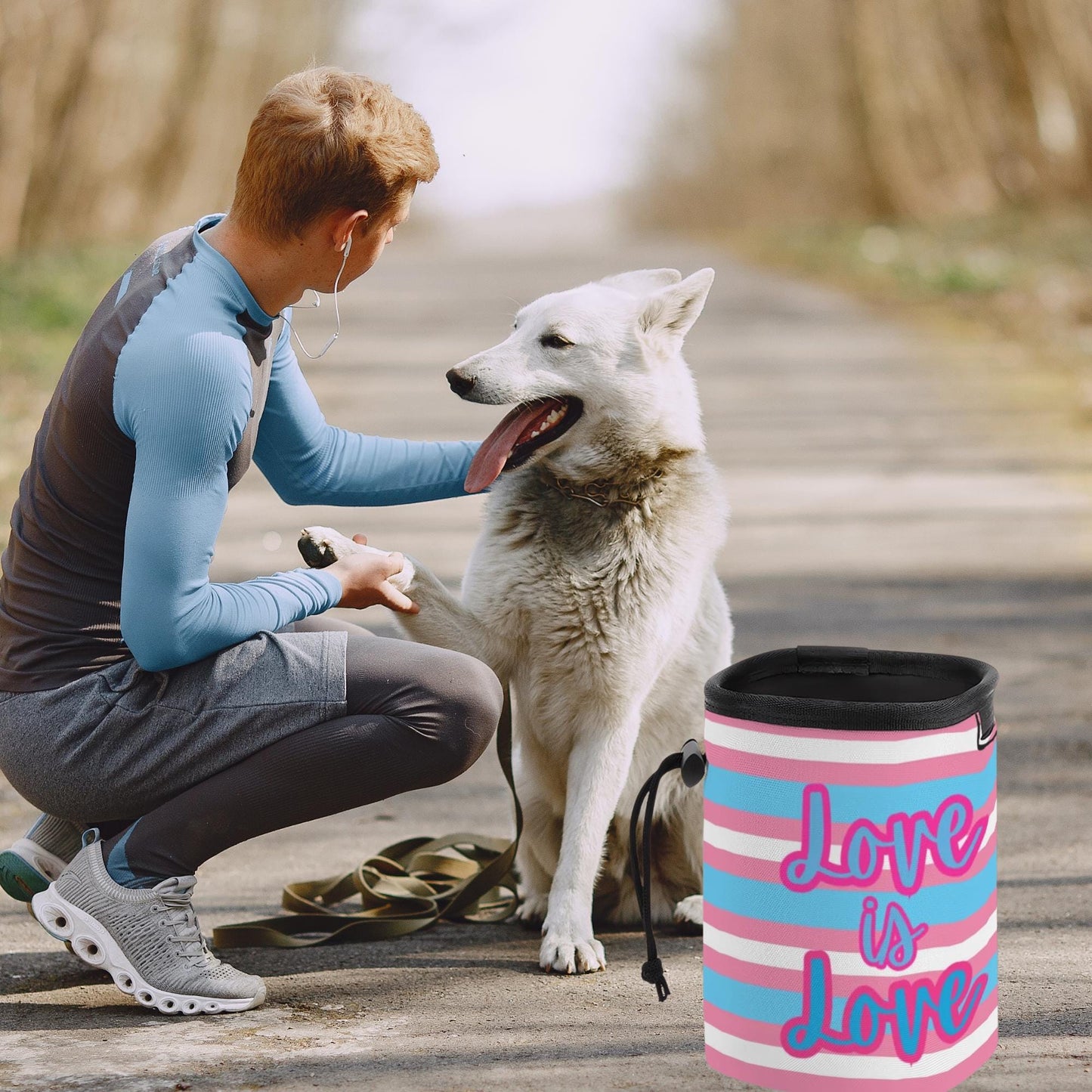 LGBTQ+ Dog Treat Bag - Proud Flat Design with I'm Proud Too, Pet Treat Pouch, Shoulder Strap, Unique Gift for Dad
