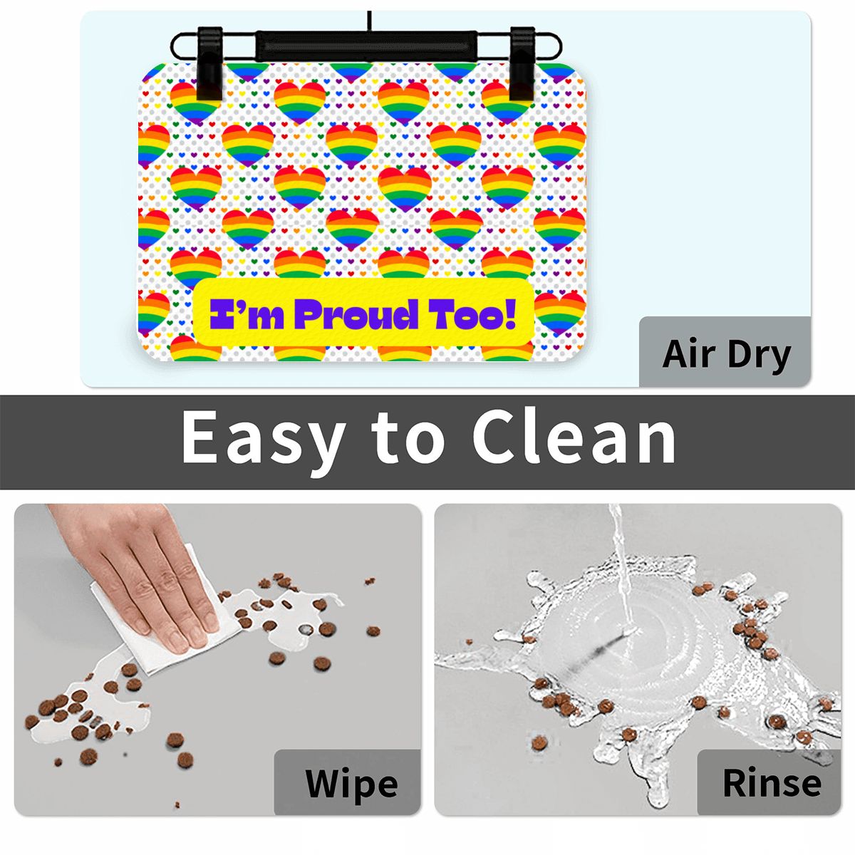 Pride Theme Dog & Cat Placemat - Food Mat to Keep Floors Clean