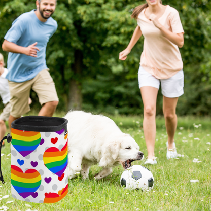 Rainbow Pride Treat Carrier, Long Strap Pet Treat Carrier in Prime Theme - Convenient & Stylish, No Spill Zip Tie