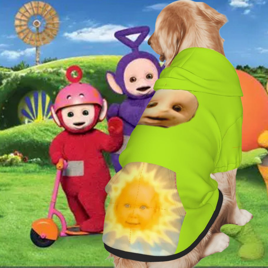 Cute Dipsy Green Teletubbies Dog Hoodie Costume, Retro PBS Show Shirt For Your Dog, a Halloween Must Have, Dipsy Cosplay,