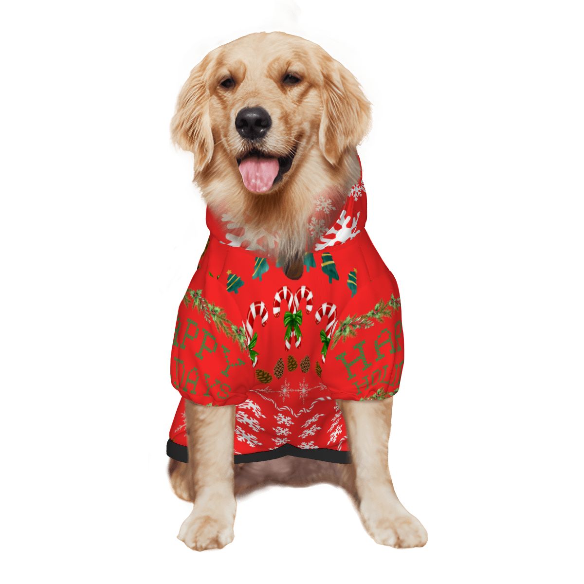 Red Christmas Ugly Sweater for Dog, Festive Dog Hoodie, Happy Holidays!