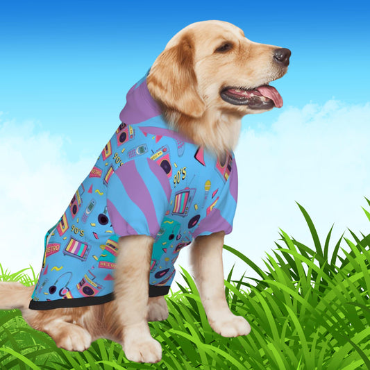80s Mix Tape Inspired Dog Hoodie, Too Legit to Sit Pet Sweatshirt, Can Order Human Hoodie or Human T-shirt to Match, Dog Lovers Gift
